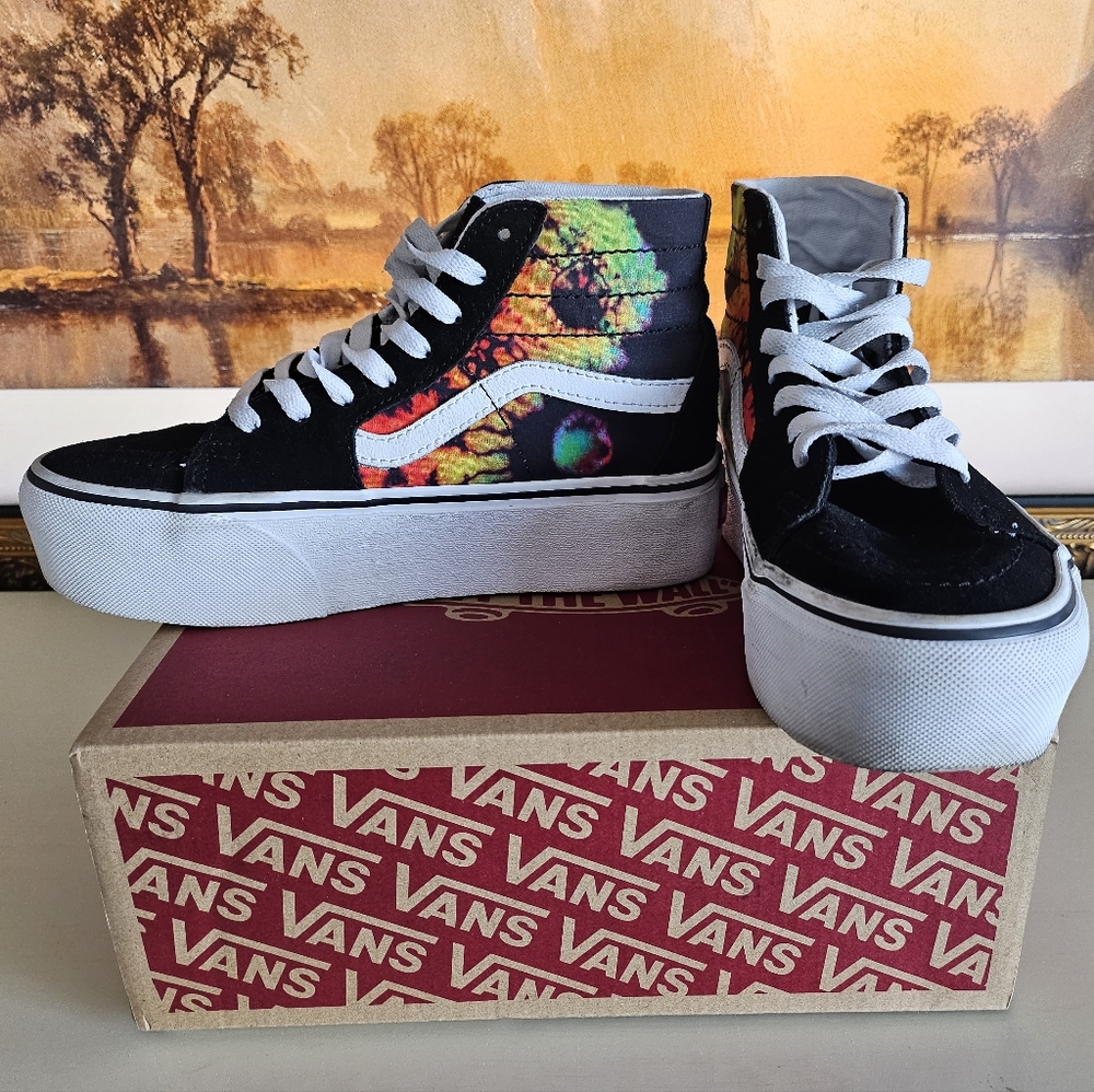 Vans SK8-Hi Tapered Stackform tie dye sneakers in multi rainbow size 6 platform